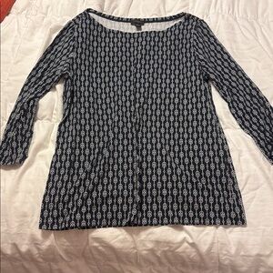 Ann Taylor Factory Navy and White Patterned Top